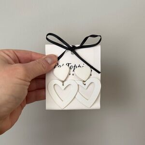 White Heart Drop Earrings